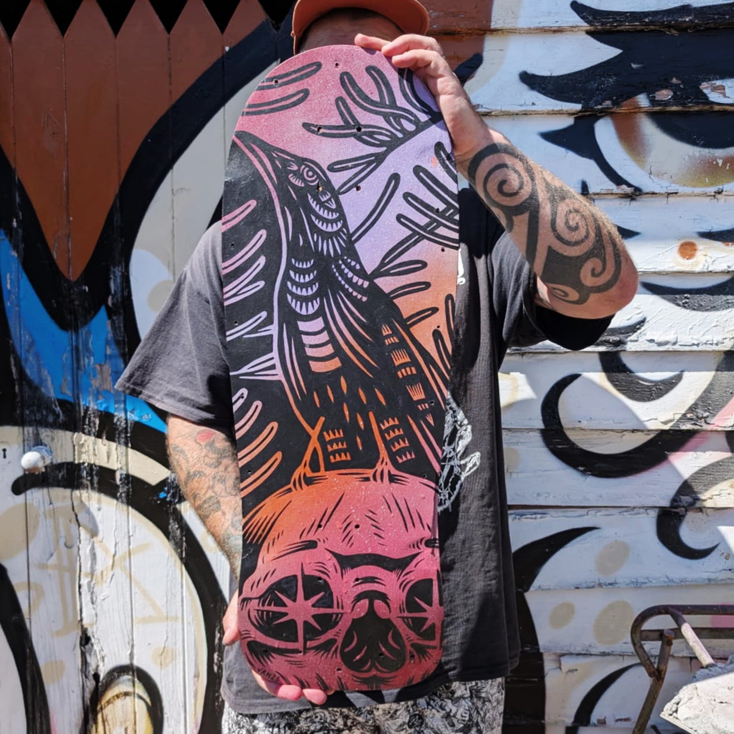 Honeyeater painted skate deck